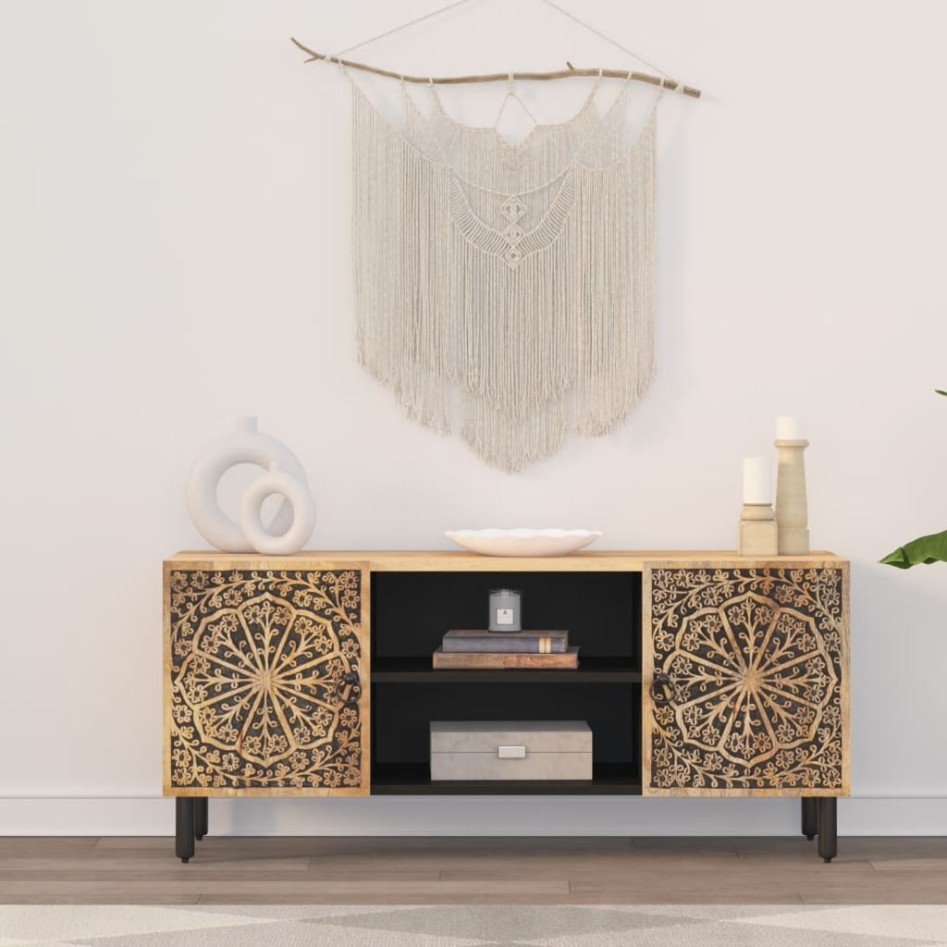 Mueble de TV madera maciza de mango 105x33x46
