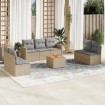 Juego de sofás jardín con cojines beige mezcla 8 pzas ratán PE