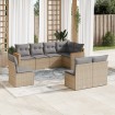 Juego de sofás jardín con cojines beige mezcla 8 pzas ratán PE