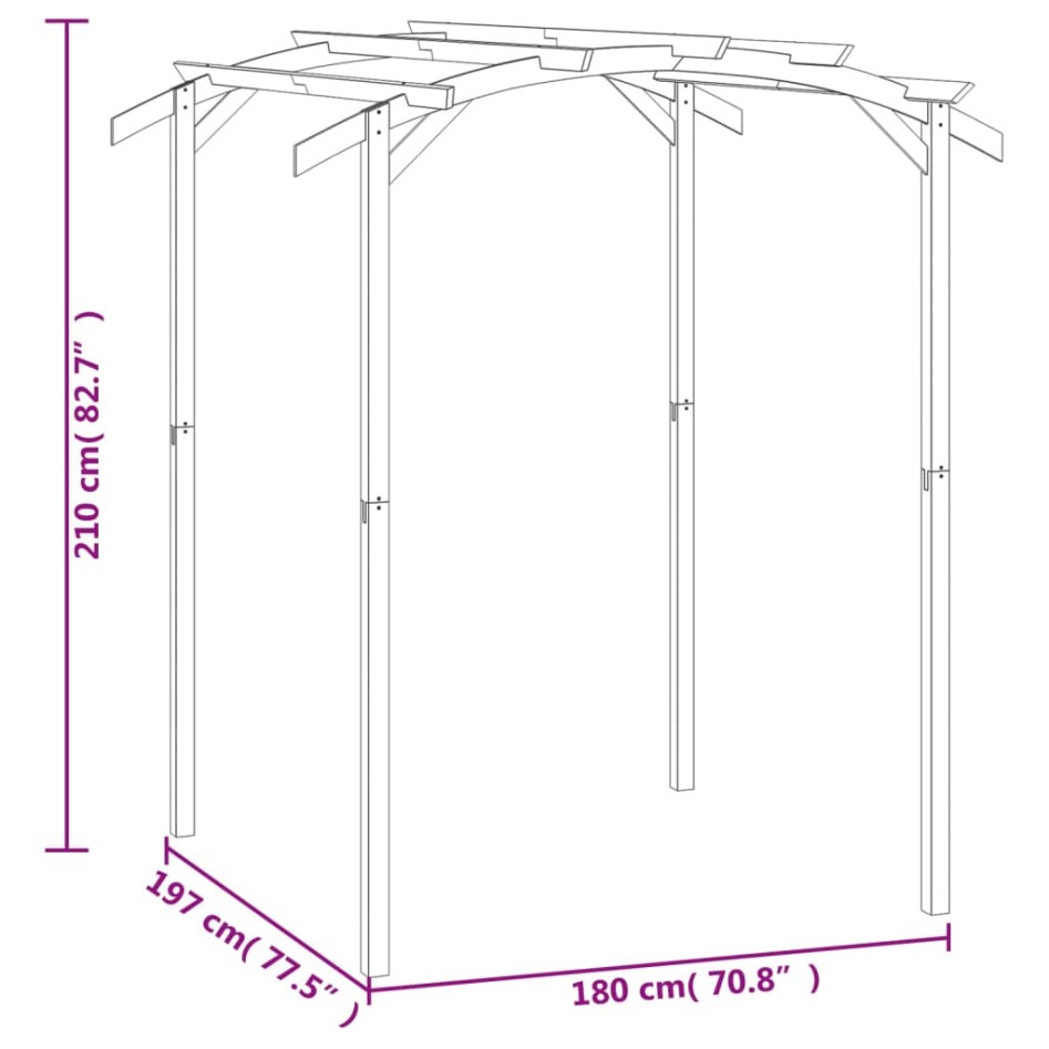 Pérgola de jardín de madera pino impregnada 180x197x210