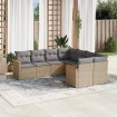 Juego de sofás jardín con cojines beige mezcla 8 pzas ratán PE