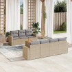 Juego de sofás jardín con cojines beige mezcla 8 pzas ratán PE