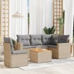 Juego de sofás jardín con cojines beige mezcla 6 pzas ratán PE