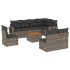 Set de muebles de jardín 9 pzas y cojines ratán sintético