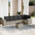 Set de sofás de jardín 7 pzas con cojines ratán PE gris