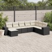 Set de sofás de jardín 8 piezas y cojines ratán sintético negro