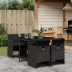 Set de muebles jardín 5 pzas con cojines ratán sintético negro