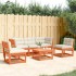 Set de sofás jardín 5 pzas con cojines madera pino marrón