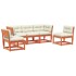 Set de sofás jardín 5 pzas con cojines madera pino marrón