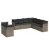 Set de muebles de jardín 9 pzas y cojines ratán sintético
