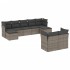 Set de muebles de jardín 9 pzas y cojines ratán sintético