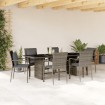 Set comedor jardín 7 pzas y cojines ratán sintético gris