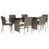 Set comedor jardín 7 pzas y cojines ratán sintético