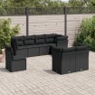 Set de sofás de jardín 8 piezas y cojines ratán sintético negro