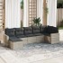 Set de sofás de jardín 7 pzas con cojines ratán PE gris