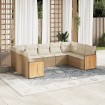 Juego de sofás de jardín con cojines beige 8 pzas ratán PE
