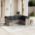 Set de sofás de jardín 7 pzas con cojines ratán PE gris