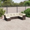 Set sofás de jardín 8 piezas y cojines ratán sintético marrón