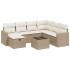 Juego de sofás de jardín con cojines beige 8 pzas ratán