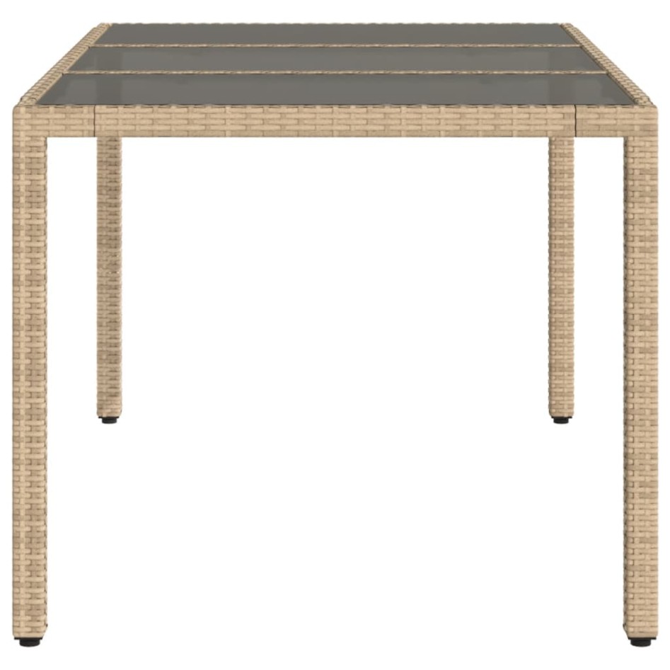 Mesa de jardín superficie de vidrio ratán PE beige 150x90x75