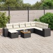Set de sofás de jardín 8 piezas y cojines ratán sintético negro