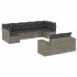 Set de muebles de jardín 9 pzas y cojines ratán sintético