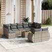 Set de sofás de jardín 10 pzas con cojines ratán sintético gris