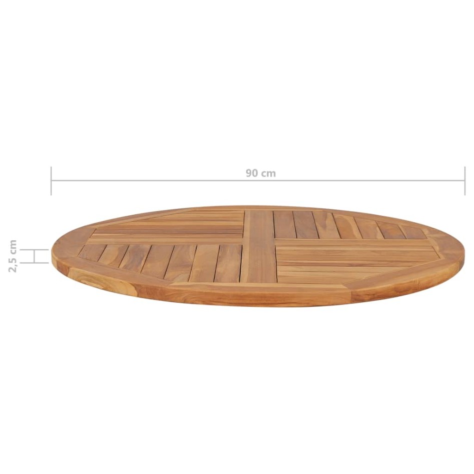 Superficie de mesa redonda madera maciza de teca 2,5 cm 90