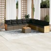 Set de sofás de jardín 10 pzas con cojines ratán sintético gris