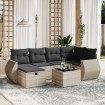 Set de sofás de jardín 7 pzas con cojines ratán PE gris claro