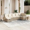 Set sofás de jardín 7 piezas y cojines ratán sintético beige