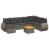 Set de muebles de jardín 9 pzas y cojines ratán sintético