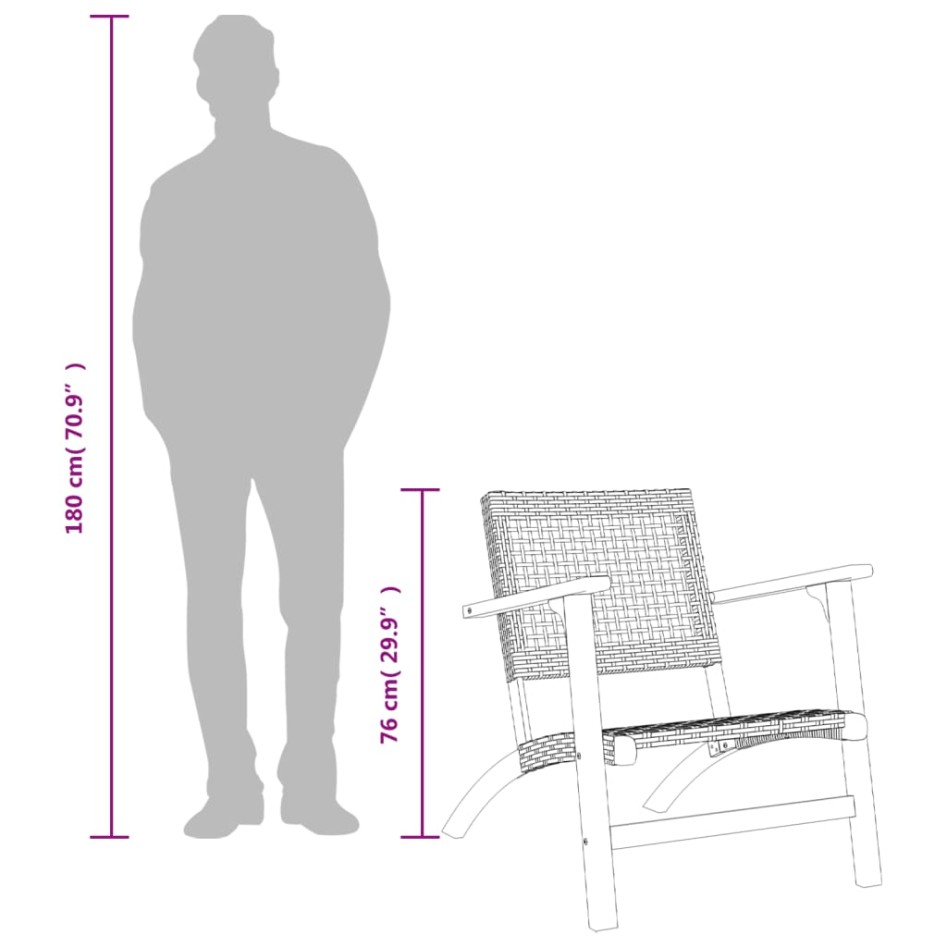 Sillas de jardín 2 uds madera de acacia y ratán sintético