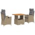 Set comedor de jardín 3 pzas con cojines ratán sintético