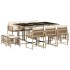 Set comedor de jardín 11 pzas con cojines ratán sintético
