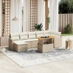 Juego de sofás de jardín con cojines beige 8 pzas ratán PE