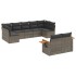 Set de muebles de jardín 9 pzas y cojines ratán sintético