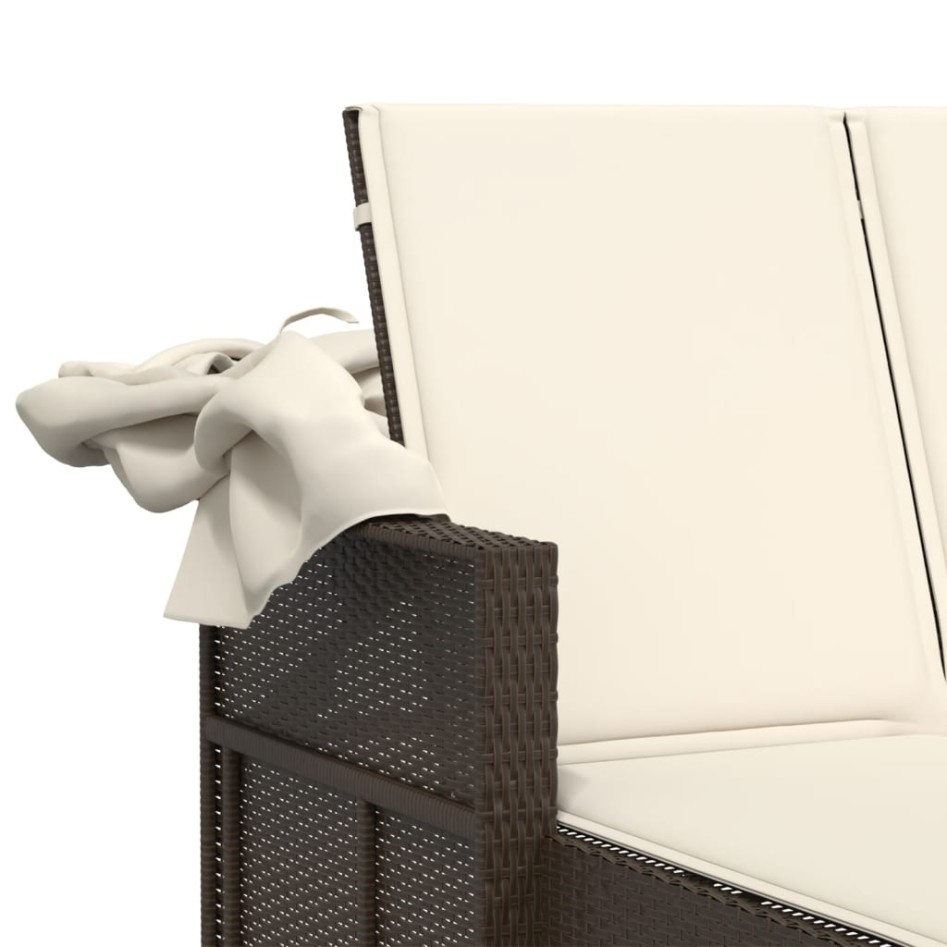 Tumbona doble con capota y cojines ratán sintético