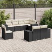 Set de sofás de jardín 8 piezas y cojines ratán sintético negro