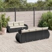 Set de sofás de jardín 8 piezas y cojines ratán sintético negro