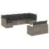 Set de muebles de jardín 9 pzas y cojines ratán sintético