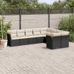 Set de sofás de jardín 8 piezas y cojines ratán sintético negro