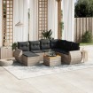 Set de sofás de jardín 8 pzas y cojines ratán sintético gris