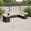 Set de sofás de jardín 8 piezas y cojines ratán sintético negro