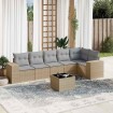 Set sofás de jardín 7 piezas y cojines ratán sintético beige