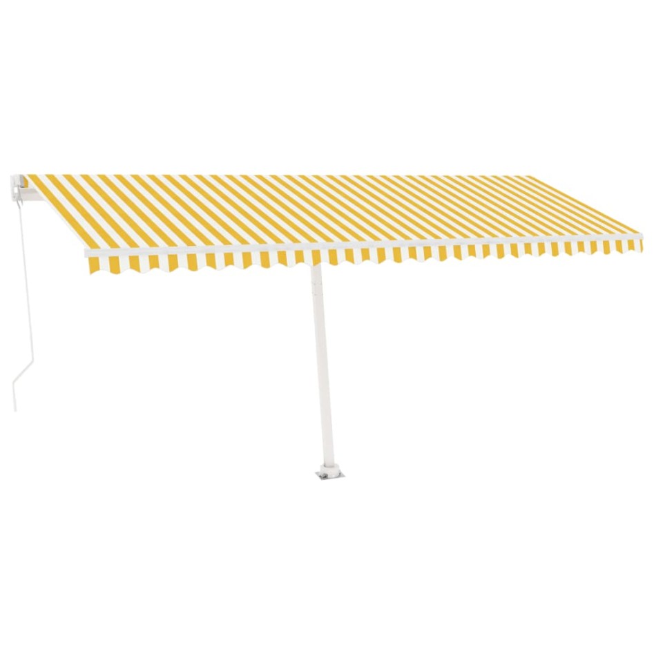 Toldo retráctil manual con LED amarillo y blanco 500x350