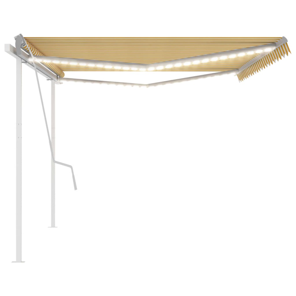 Toldo manual retráctil con luz LED amarillo y blanco 5x3,5
