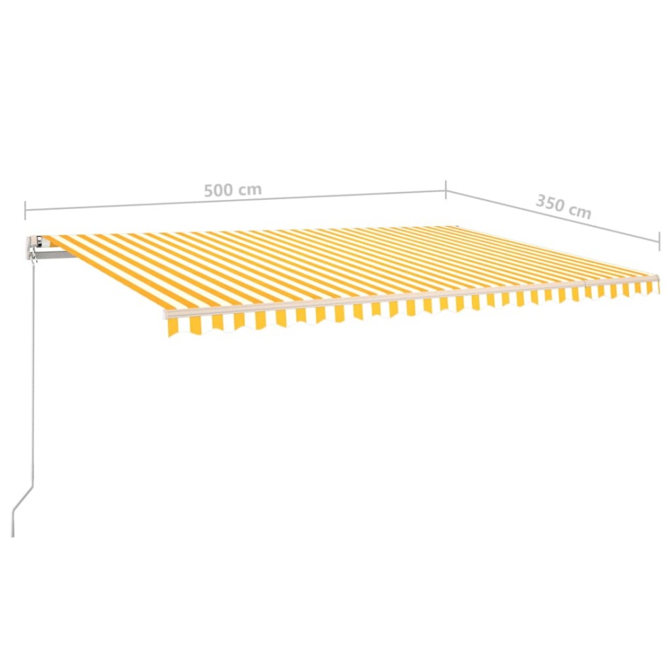 Toldo manual retráctil con luz LED amarillo y blanco 5x3,5