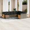 Set de sofás de jardín 10 pzas con cojines ratán sintético gris