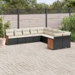 Set de sofás de jardín 10 pzas cojines ratán sintético negro